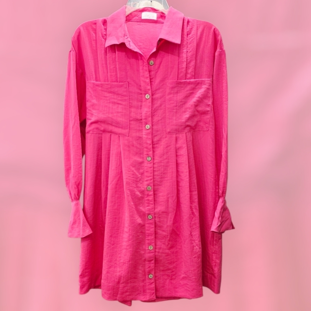 Pink Lily Fuchsia Long Sleeve A-Line or Baby Doll Dress